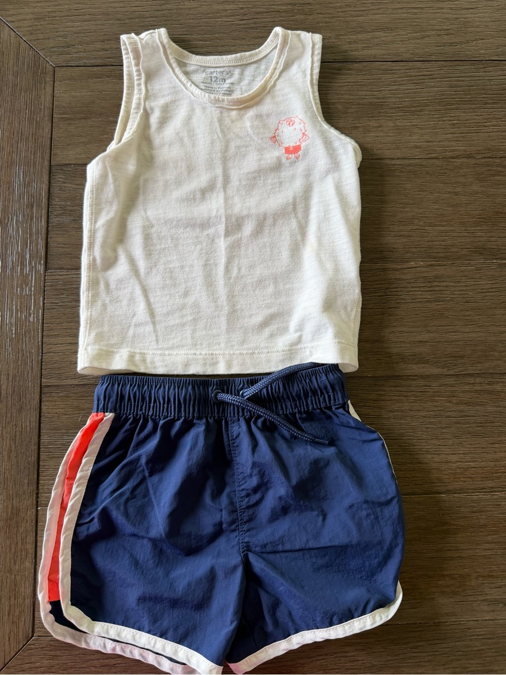 Carter’s Baby Boy 12M Tank Top & Navy Shorts Outfit
